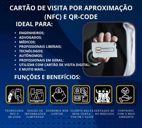 Cartão de Visita Físico com Tecnologia NFC e QR-Code. Saiba Mais!